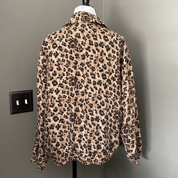 Vintage Kim Rogers Sport 100% Silk Leopard Zip Up Jacket - Picture 6 of 10